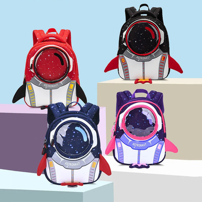 Wodoodporny plecak dla dzieci 3D Rocket Anti Lost Cartoon Girls Astronauts School Bags
