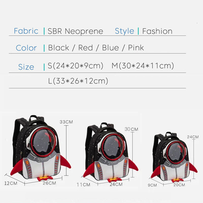 Wodoodporny plecak dla dzieci 3D Rocket Anti Lost Cartoon Girls Astronauts School Bags