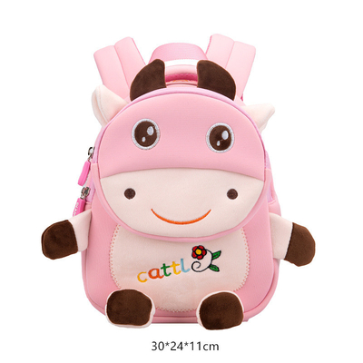 Krowa Wodoodporny plecak dla dzieci Cartoon 3D Animal Przedszkole Dziewczyny Moda Tornistry
