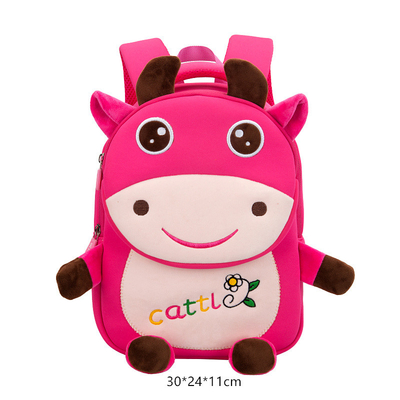 Krowa Wodoodporny plecak dla dzieci Cartoon 3D Animal Przedszkole Dziewczyny Moda Tornistry