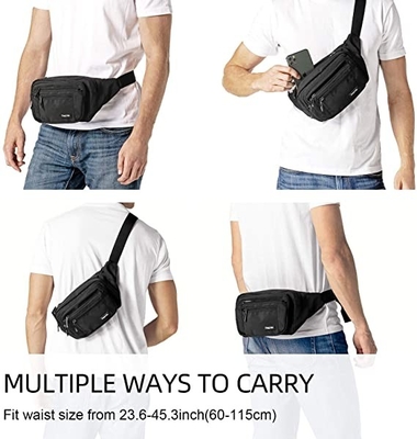 Bum Fashion Fanny Pack Mężczyźni Kobiety Wodoodporna saszetka biodrowa z 6 kieszeniami zapinanymi na zamek