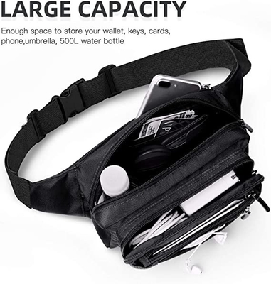 Bum Fashion Fanny Pack Mężczyźni Kobiety Wodoodporna saszetka biodrowa z 6 kieszeniami zapinanymi na zamek