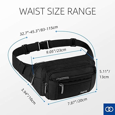 Bum Fashion Fanny Pack Mężczyźni Kobiety Wodoodporna saszetka biodrowa z 6 kieszeniami zapinanymi na zamek