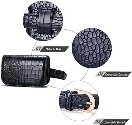 Crocodile Small Crossbody Fanny Pack Pu skórzane torebki z kieszeniami na telefon komórkowy